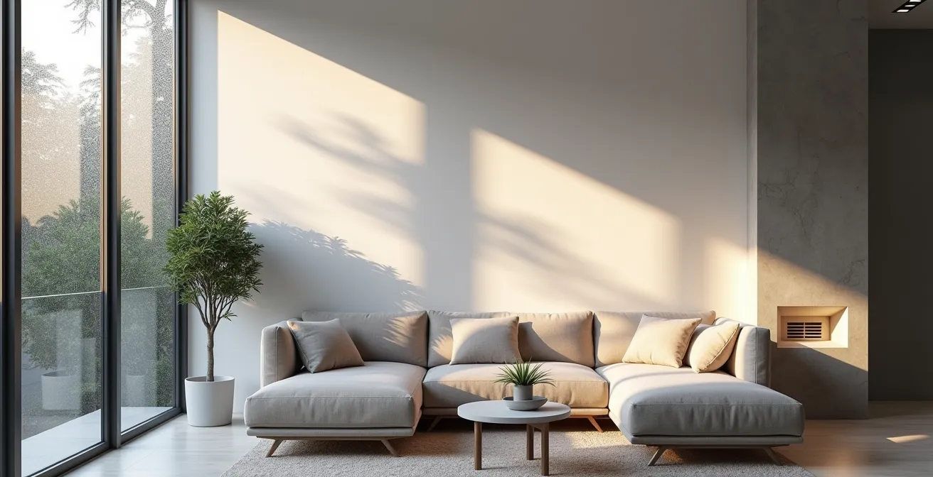 Une maison moderne exposant les problèmes d'humidité et les solutions de ventilation en action