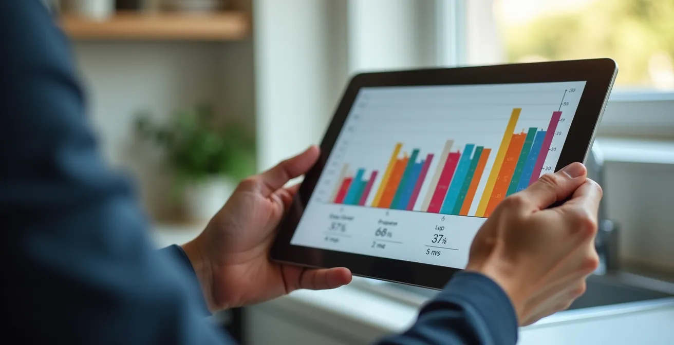 Professionnel analysant des données énergétiques sur tablette